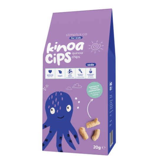 Slimplus Sade Glutensiz Yağsız Kinoa Cips - Çocuklara Özel - 20gr